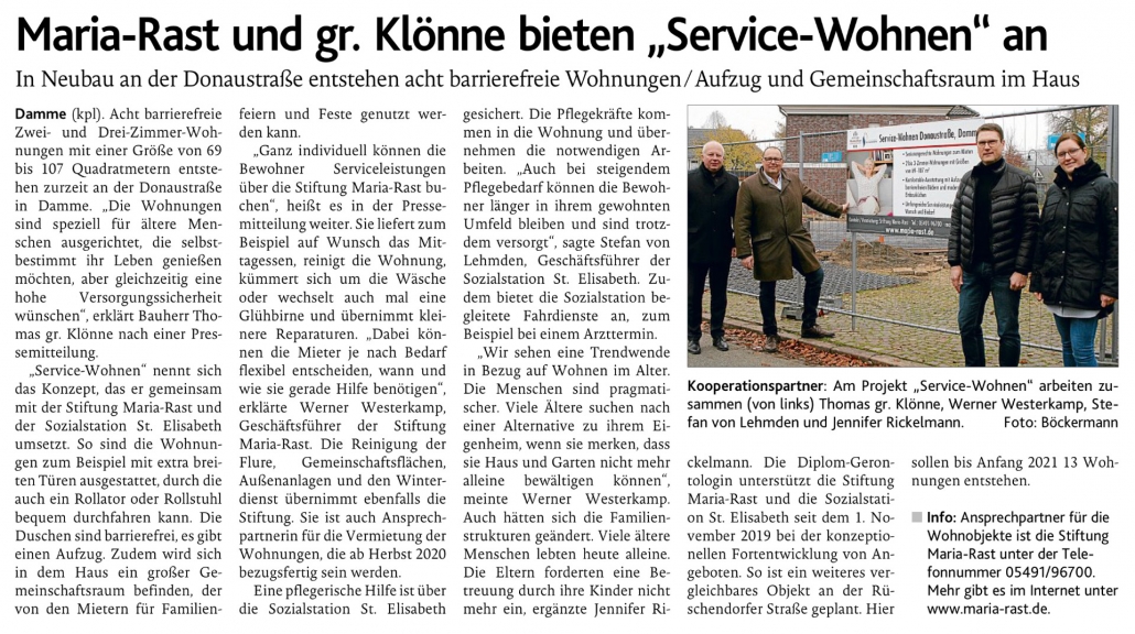 Maria Rastei Maria-Rast und gr. Klönne bieten „Service-Wohnen“ an – OV-Beitrag vom ...